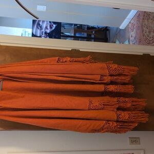 Novica Orange alpaca cape, poncho, wrap.